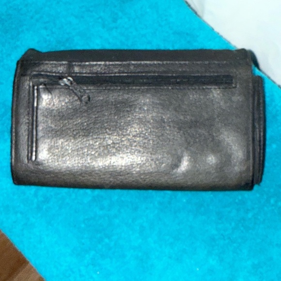 Vintage Wilson's Soft Pebbled Leather Black Accordion Clutch Wallet Bag - Picture 3 of 5